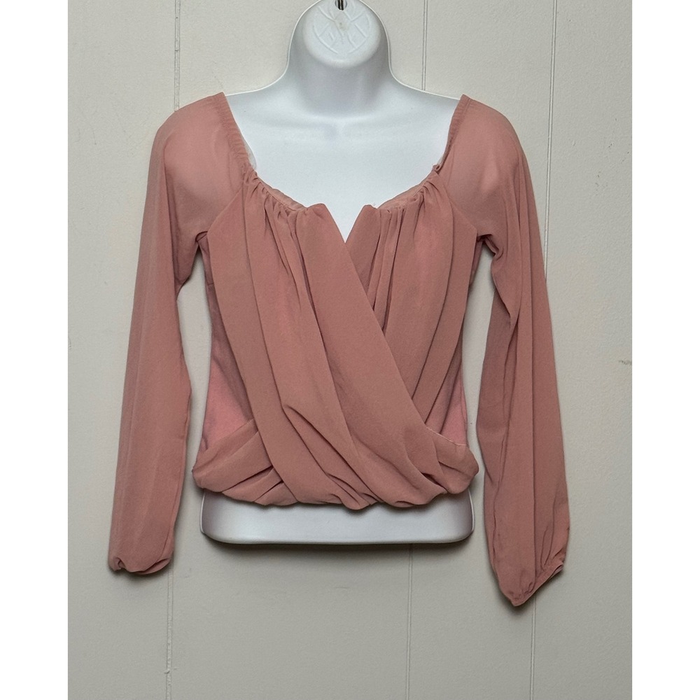 NWT Windsor Mauve Rose Wrap Front Draped Long Sleeve Blouse Top Size Small